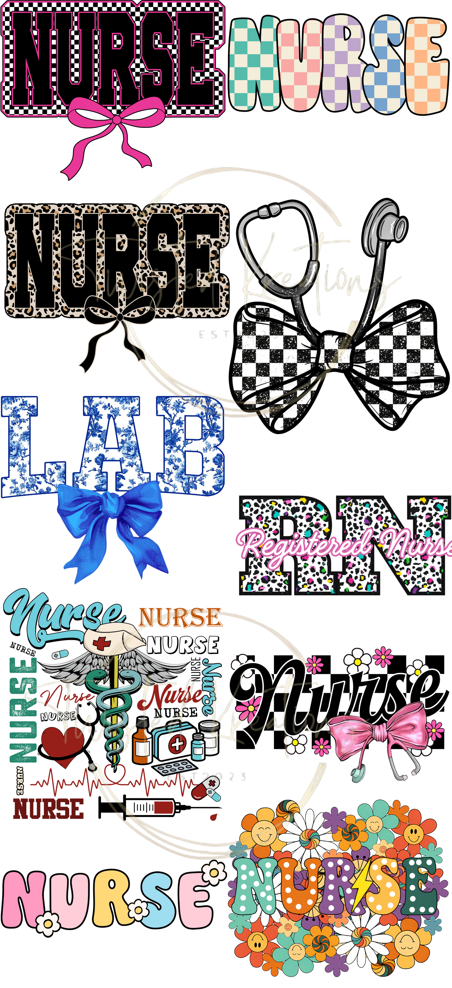 Nurse 22x48" Pre-Made DTF gang sheet